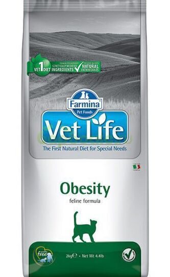 Farmina Vet Life Cat Obesity Сухой диетический корм для кошек, разработанный для снижения излишнего веса 400 гр