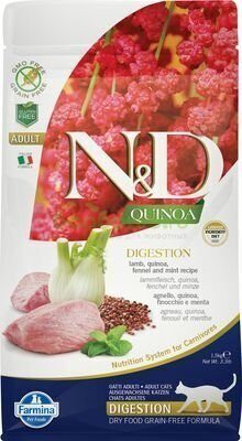 Farmina N&D Cat Quinoa Digestion Lamb Сухой беззерновой для взрослых кошек для поддержки пищеварения с Ягненком, киноа, фенхелем и мятой 1,5 кг