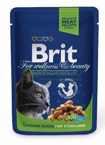 Brit Premium Chicken Sterilised Консервы для стерилизованных кошек с Курицей