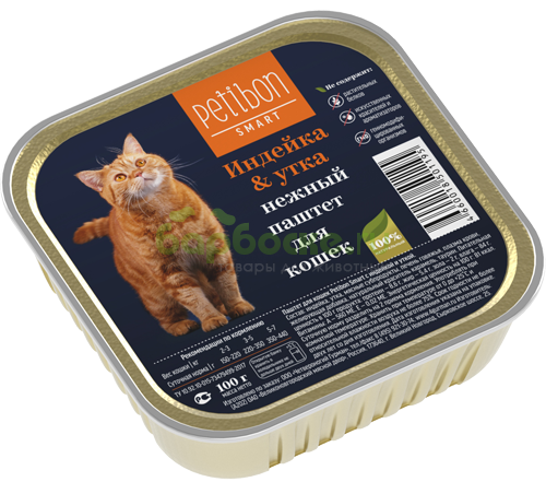 Petibon Smart Консервы для кошек Паштет с Индейкой и уткой