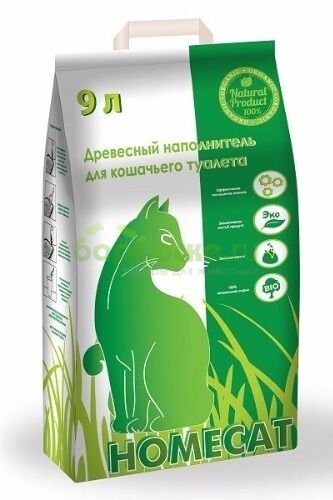 Homecat - Наполнитель Древесный для Кошачьего туалета (мелкие гранулы) 9 л