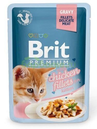 Brit Premium Gravy Chiсken fillets Kitten Консервы для котят кусочки в соусе из Куриного филе