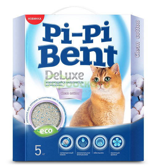Pi-Pi Bent DeLuxe Clean Cotton - Комкующийся наполнитель для Кошачьего туалета