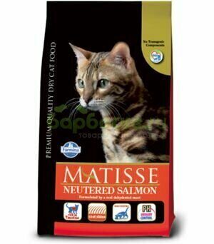 Matisse Neutered Сухой корм для взрослых стерилизованных кошек и кастрированных котов с Лососем 1,5 кг