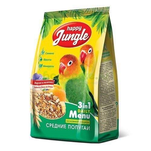 Happy Jungle Корм для средних Попугаев 500 г