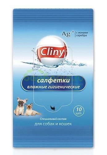 Cliny Салфетки влажные, гигиенические для Собак и Кошек 10 шт