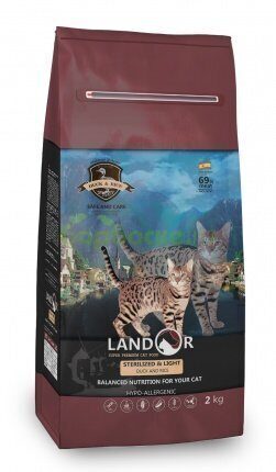 LANDOR Sterilized & Light Adult Cat - Сухой корм для Стерилизованных и кошек с избыточным весом с Уткой