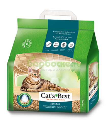 Cat`s Best Sensitive Наполнитель древесный комкующийся для котят и кошек