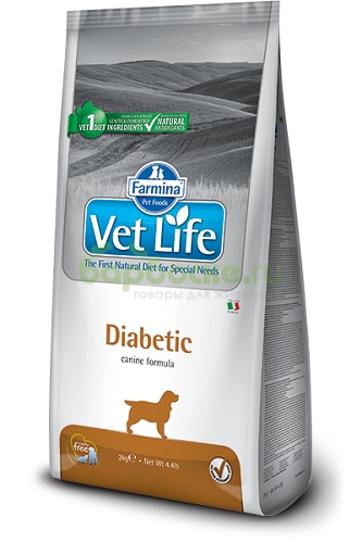 Farmina Vet Life Dog Diabetic Сухой полнорационный диетический корм для взрослых собак для контроля потребления сахаров 12 кг