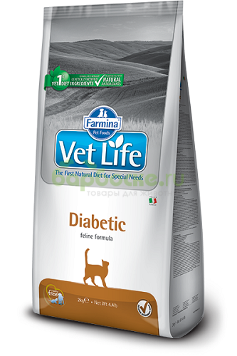 Farmina Vet Life Cat Diabetic Сухой диетический корм для кошек, для контроля уровня глюкозы в крови при сахарном диабете 10 кг